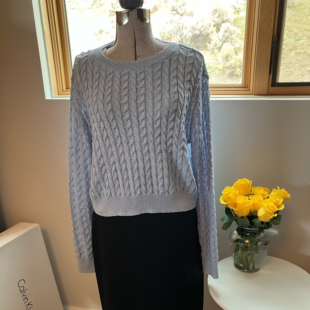New open weave, ice blue sweater. Mango Sz XXL
